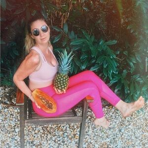 VS Victoria Secret Pink Workout Stretch Pants leggings Hot Pink Medium